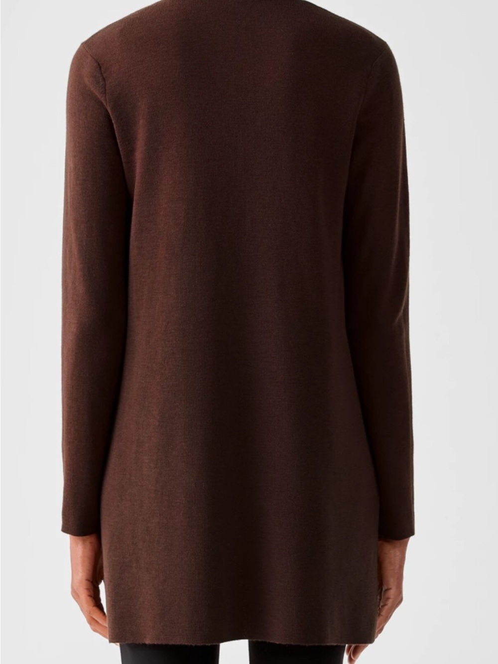 Eileen Fisher Ultrafine Merino wool Open-Front Cardigan Sweater burgundy brown - Picture 2 of 10
